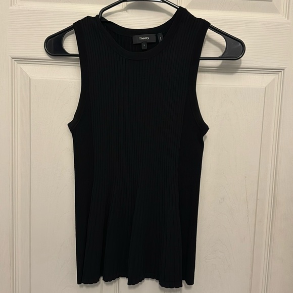 Women’s Theory Rib knit mix peplum sweater black S - Picture 2 of 6